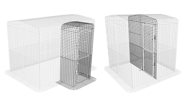Graphic showing the Entryway and Partition for the Outdoor Guinea Pig Enclosure